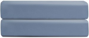 Простыня на резинке из сатина с брашинг-эффектом Essential 180X200X30 CM джинсово-синего цвета