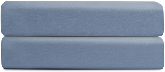 Простыня на резинке из сатина с брашинг-эффектом Essential 180X200X30 CM джинсово-синего цвета 1