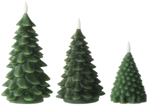 Набор из трёх электрических свечей Christmas Forest 12X12X22 / 11X11X20 / 8X8X14 CM
