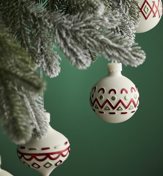 Набор из четырёх ёлочных украшений с подсветкой Festive Embroidey 8 CM 4