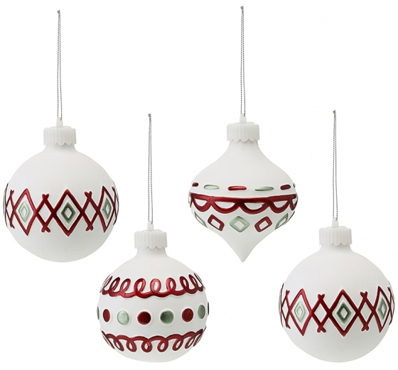 Набор из четырёх ёлочных украшений с подсветкой Festive Embroidey 8 CM 1