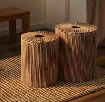 Корзина плетеная Dholak Beige Ethnic 30X30X40 CM