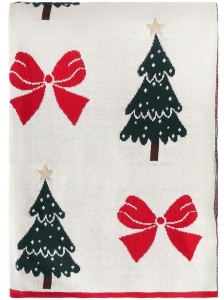 Плед из хлопка с новогодним рисунком Christmas Bows 130X180 CM