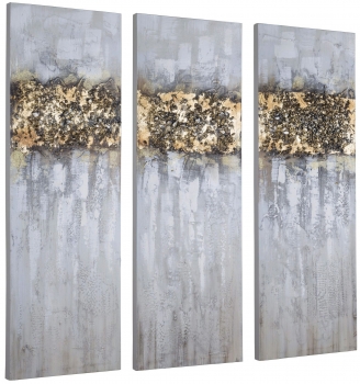 Триптих из 3-х фактурных картин Golden forest 30X90 / 30X90 / 30X90 CM
