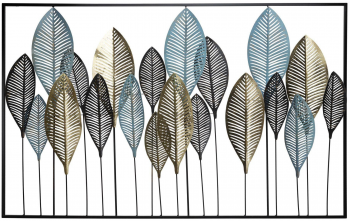 Панно с коваными из стали листьями Leaves 122X76 CM