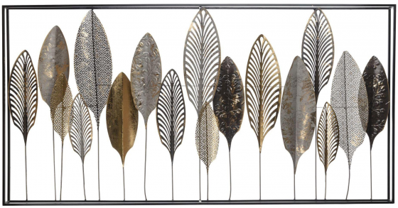 Панно с коваными из стали листьями Leaves 135X69 CM 1