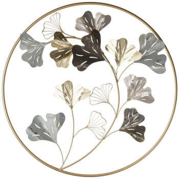 Панно с коваными из стали листьями Leaves Ø79 CM