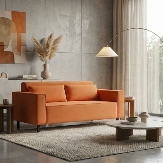 Клаб диван-кровать прямой, велюр Frost fox 12