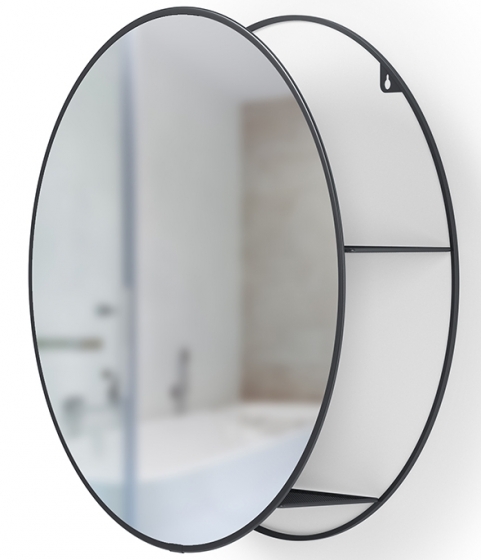 Зеркало настенное с полочкой Сirko Ø50 CM чёрное 4