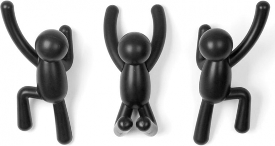 Вешалки-крючки в форме человечков  Buddy 3 шт черные 3