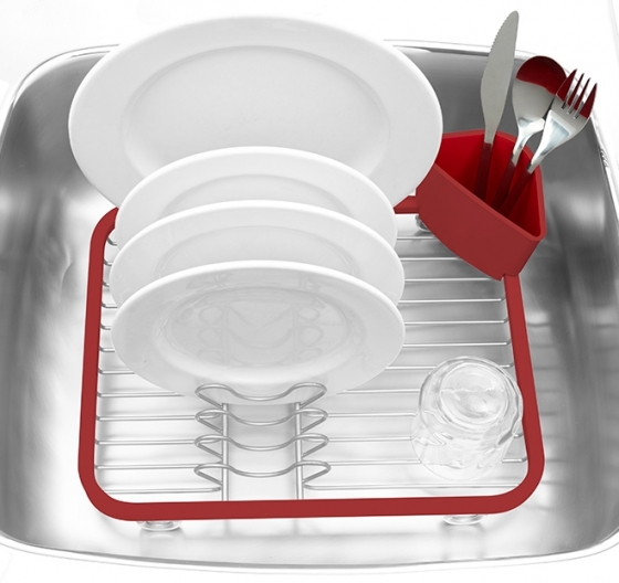 Сушилка для посуды Sinkin 36X27 CM красный-никель 3