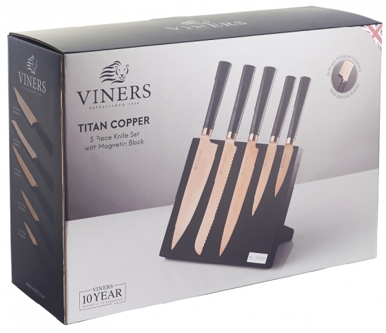 Набор из 5 ножей и подставки Titan Copper 2