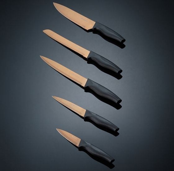 Набор из 5 ножей в подставке Opulence розовое золото 4