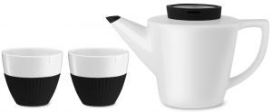 Фарфоровый заварочный чайник с чашками Infusion чёрный