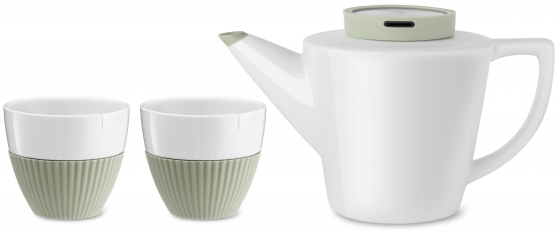 Фарфоровый заварочный чайник с чашками Infusion зелёный 1