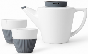 Фарфоровый заварочный чайник с чашками Infusion серый