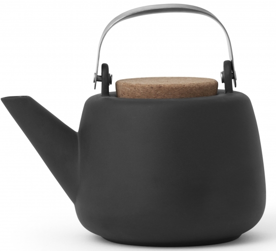 Фарфоровый чайник с крышкой из пробки Nicola 1200 ml графитового цвета 1