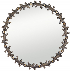 Круглое зеркало в стальной раме Lizard Ø85 CM