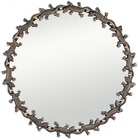 Круглое зеркало в стальной раме Lizard Ø85 CM 1