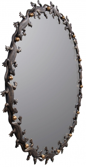 Круглое зеркало в стальной раме Lizard Ø85 CM 2