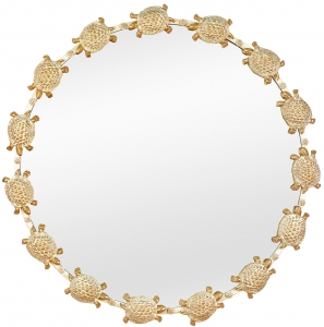 Зеркало в стальной раме Turtle Gold Ø85 CM