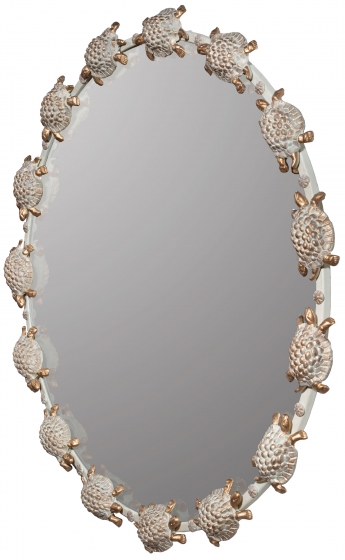 Зеркало в стальной раме Turtle Gold Ø85 CM 2
