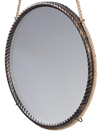 Зеркало на ремне в стальной раме Loft Gold Ø49 CM 3