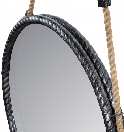 Зеркало на ремне в стальной раме Loft Silver Ø49 CM 2