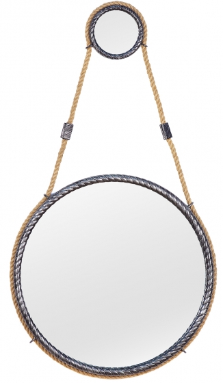 Зеркало на ремне в стальной раме Loft Silver Ø49 CM 1