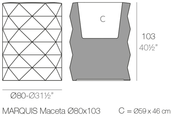 Кашпо Marquis 80X80X103 CM 2