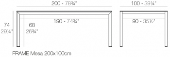 Cтол Frame с алюминиевой столешницей 200X100X74 CM