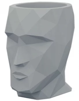 Кашпо в форме головы Adan Nano 13X17X18 CM серое