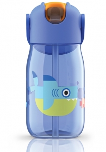 Бутылочка детская с силиконовой соломинкой 415 ml синяя