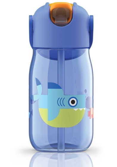 Бутылочка детская с силиконовой соломинкой 415 ml синяя 1
