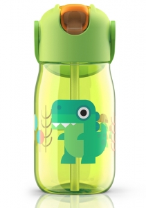 Бутылочка детская с силиконовой соломинкой 415 ml зелёная