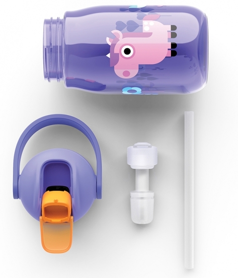 Бутылочка детская с силиконовой соломкой 415 ml фиолетовая 4